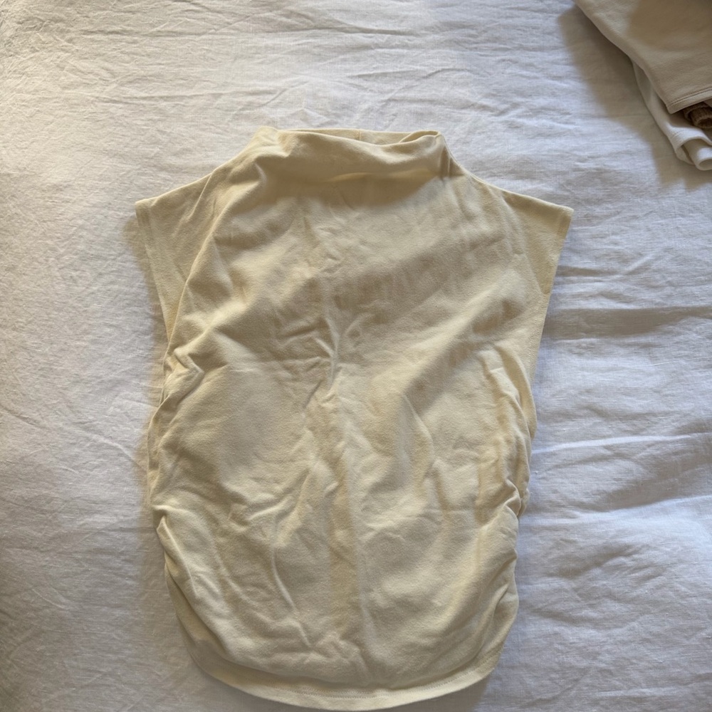 Reformation Cream Sleeveless Mock Neck Tank